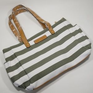 Gray Stripe Tote Bag | Canvas | New with Defect